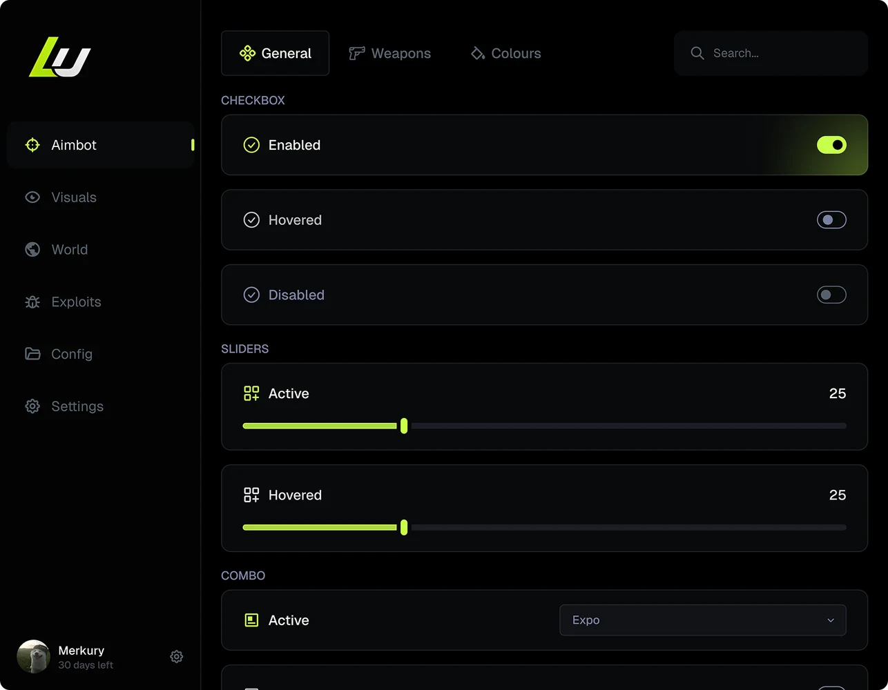 The Lazy UIs menu